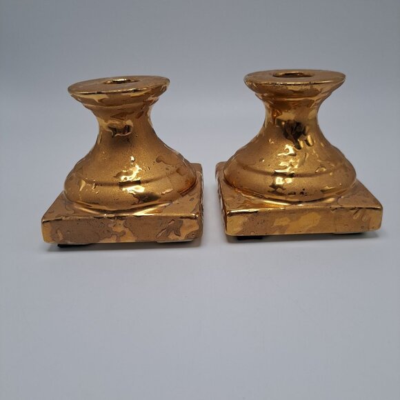 Wheeping Gold Tapered Short Candle Holders - Picture 4 of 11